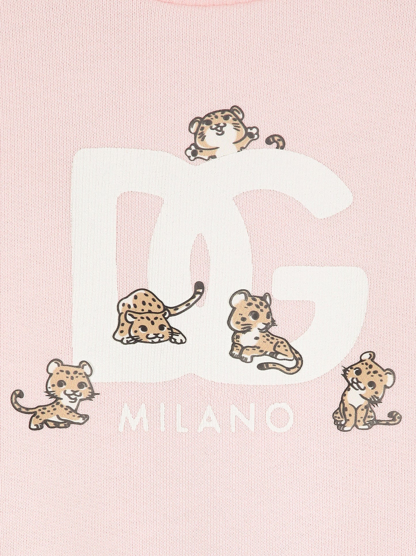 Dolce & Gabbana 女婴豹纹徽标运动衫(粉色)