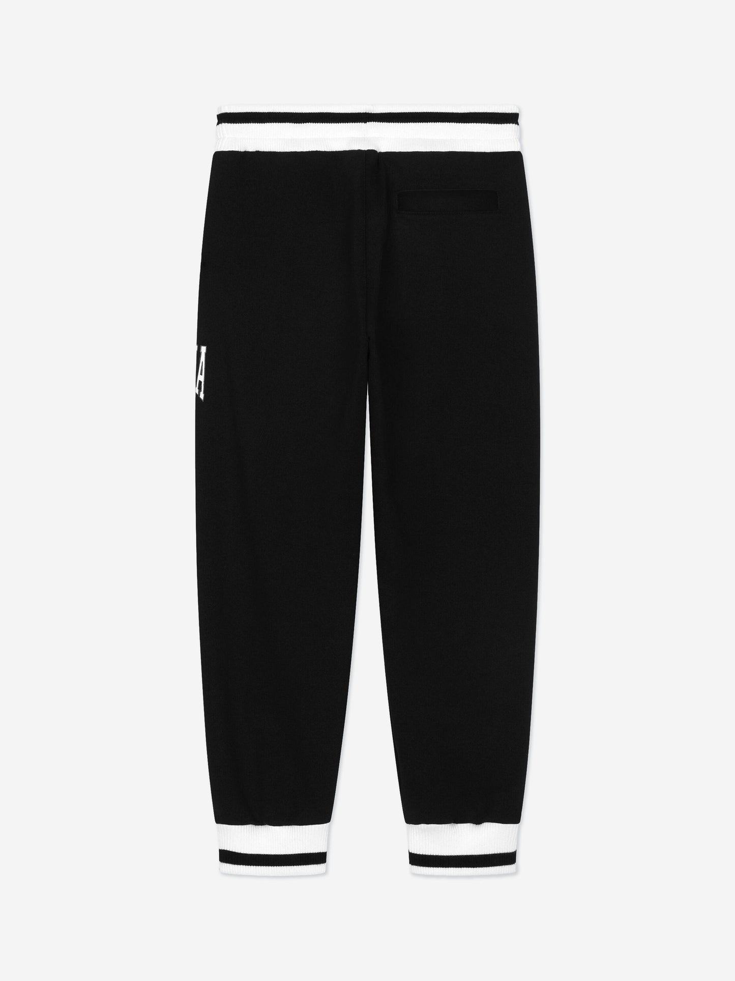 Dolce & Gabbana 男童黑色 Flock Logo 慢跑裤