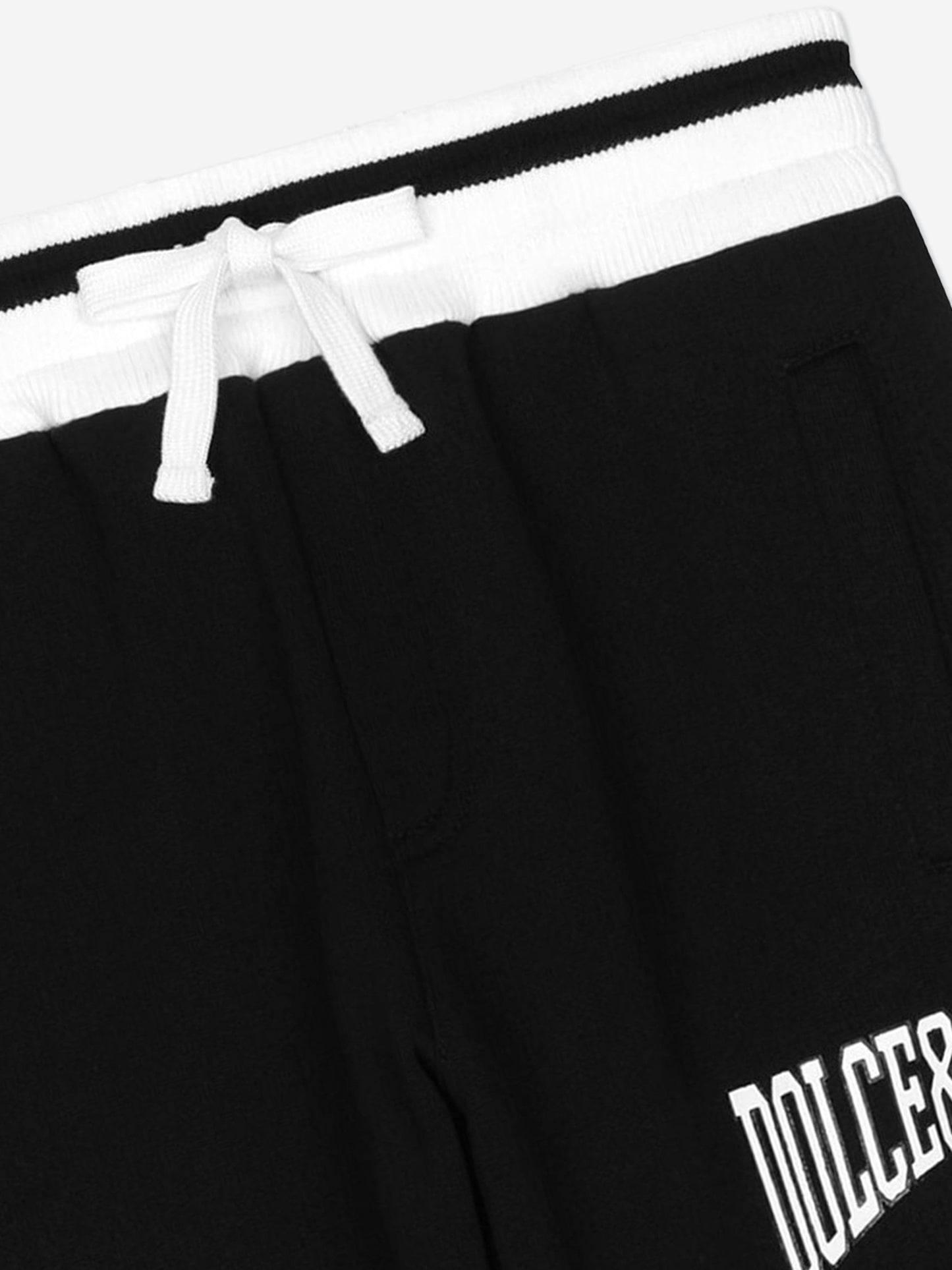 Dolce & Gabbana 男童黑色 Flock Logo 慢跑裤