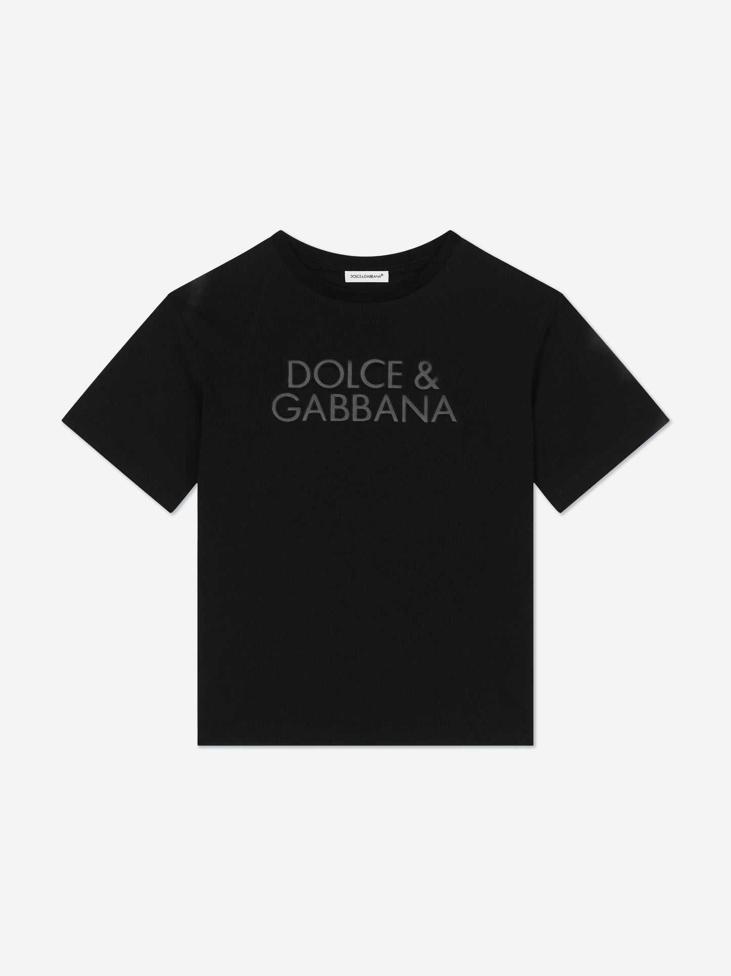 Dolce & Gabbana 男童压纹徽标 T 恤(黑色)