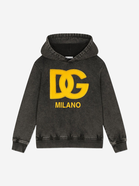 Dolce & Gabbana Boys Milano 徽标连帽衫(黑色)