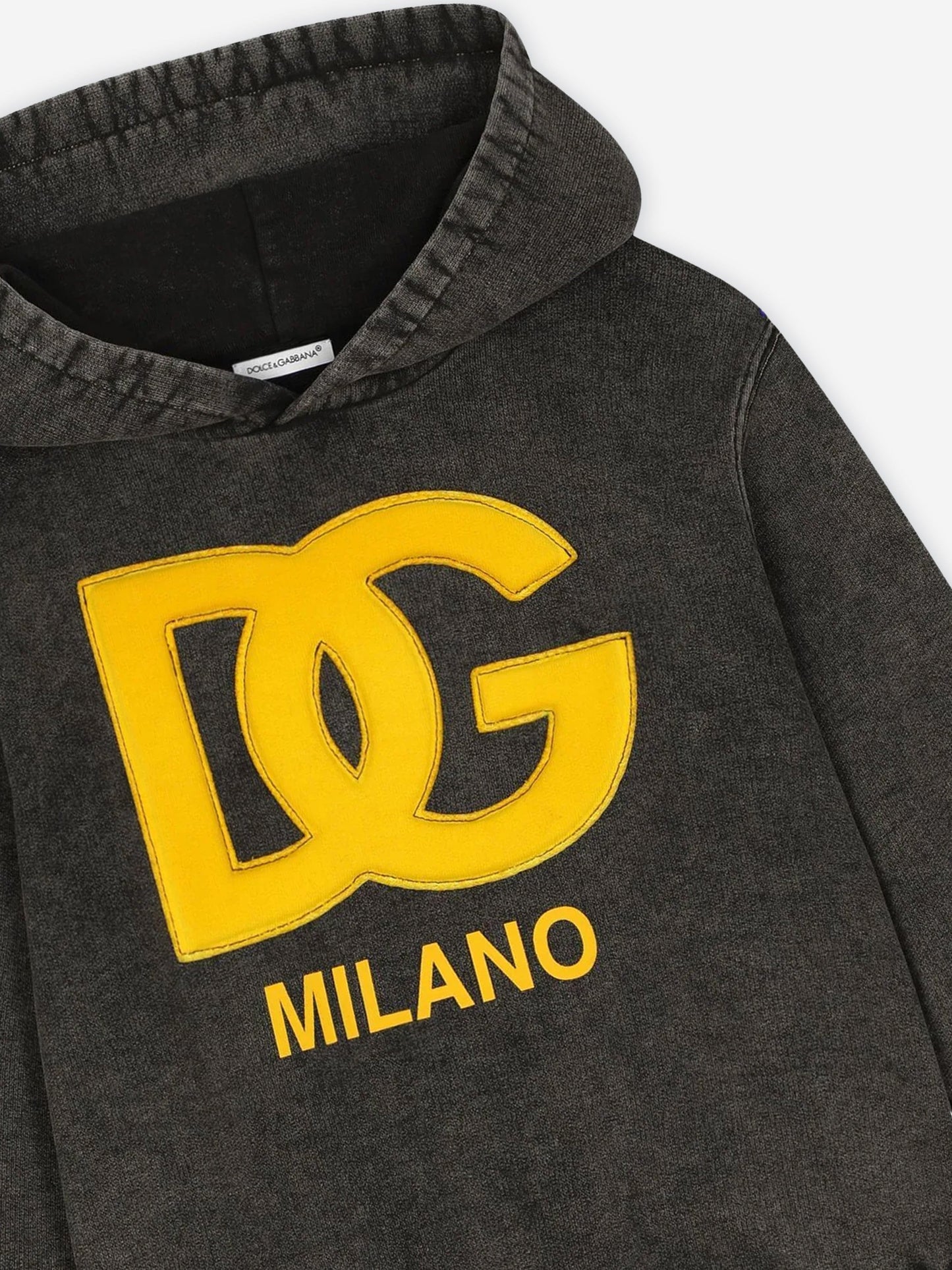 Dolce & Gabbana Boys Milano 徽标连帽衫(黑色)