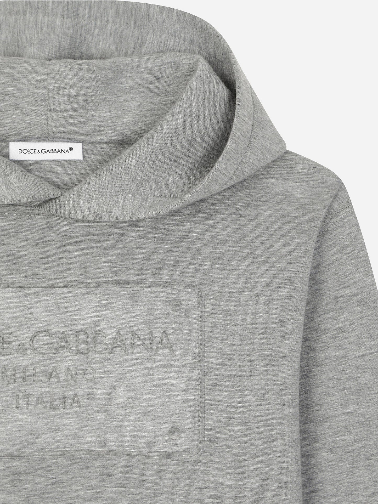 Dolce & Gabbana 男童氯丁橡胶压花徽标连帽衫(灰色)
