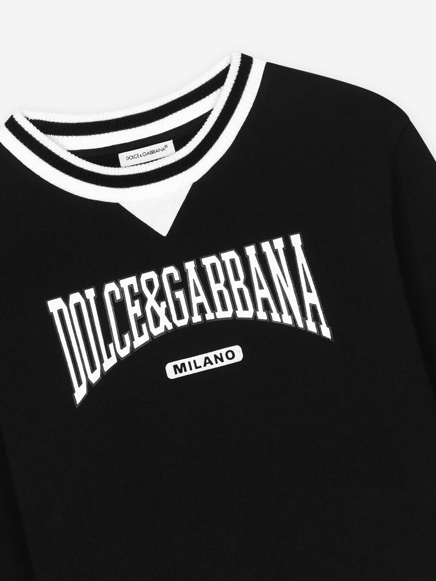 Dolce & Gabbana 男童黑色植绒徽标运动衫