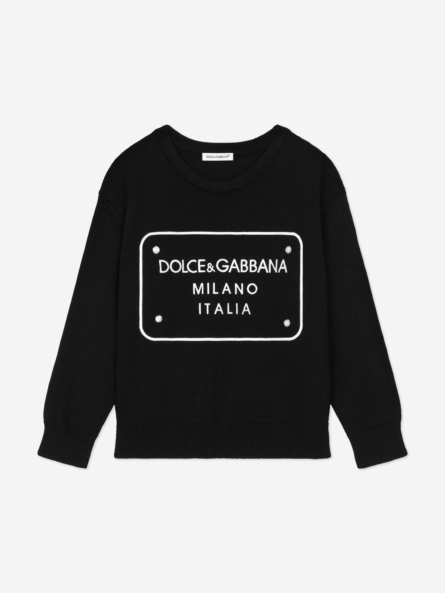 Dolce & Gabbana 男童黑色徽标标签套头衫