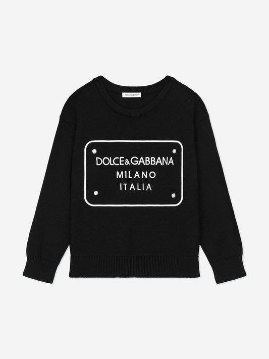 Dolce & Gabbana 男童黑色徽标标签套头衫