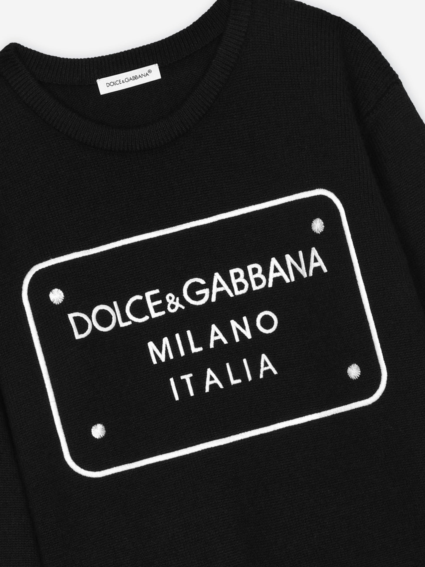 Dolce & Gabbana 男童黑色徽标标签套头衫
