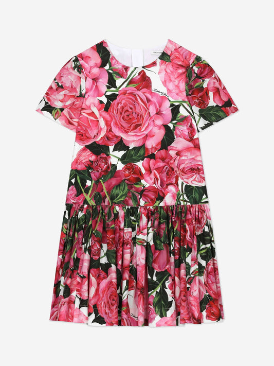 Dolce & Gabbana 女童粉色玫瑰衬衫裙