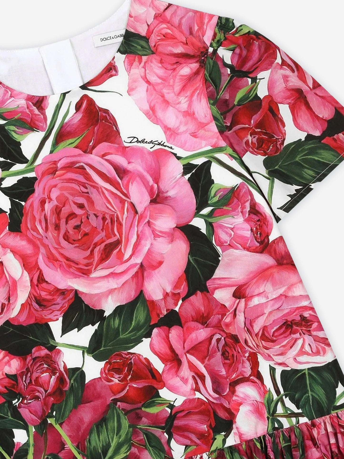 Dolce & Gabbana 女童粉色玫瑰衬衫裙