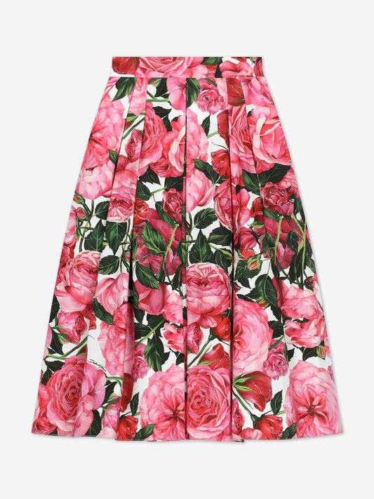 Dolce & Gabbana 女童玫瑰印花长裙(粉色)