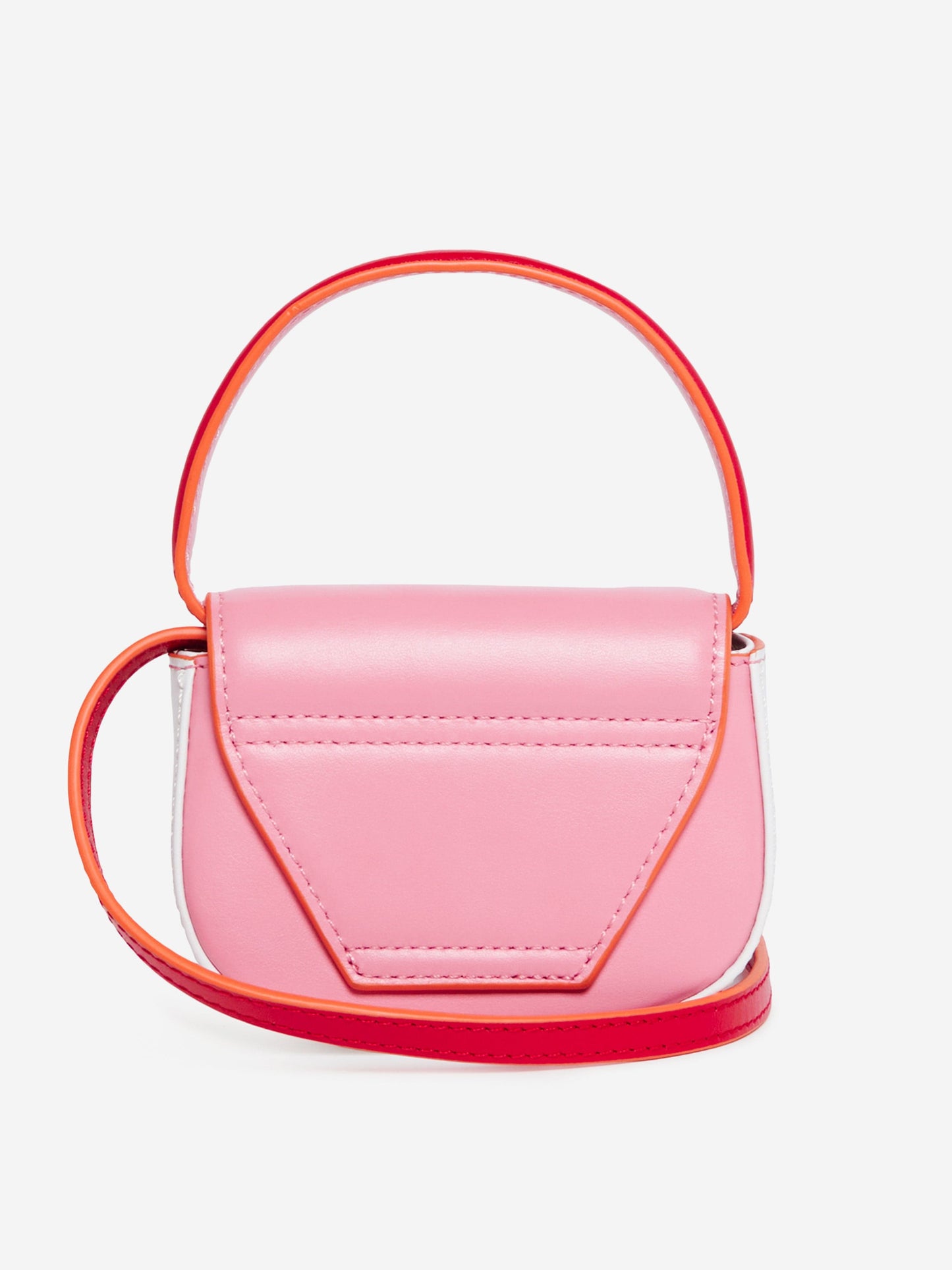 Diesel 女童皮革椭圆形 D 标志手提包 粉色(20 厘米)