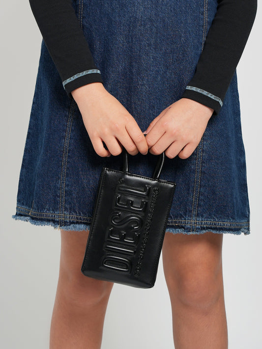 Diesel Girls 徽标购物袋(黑色)(17 厘米)