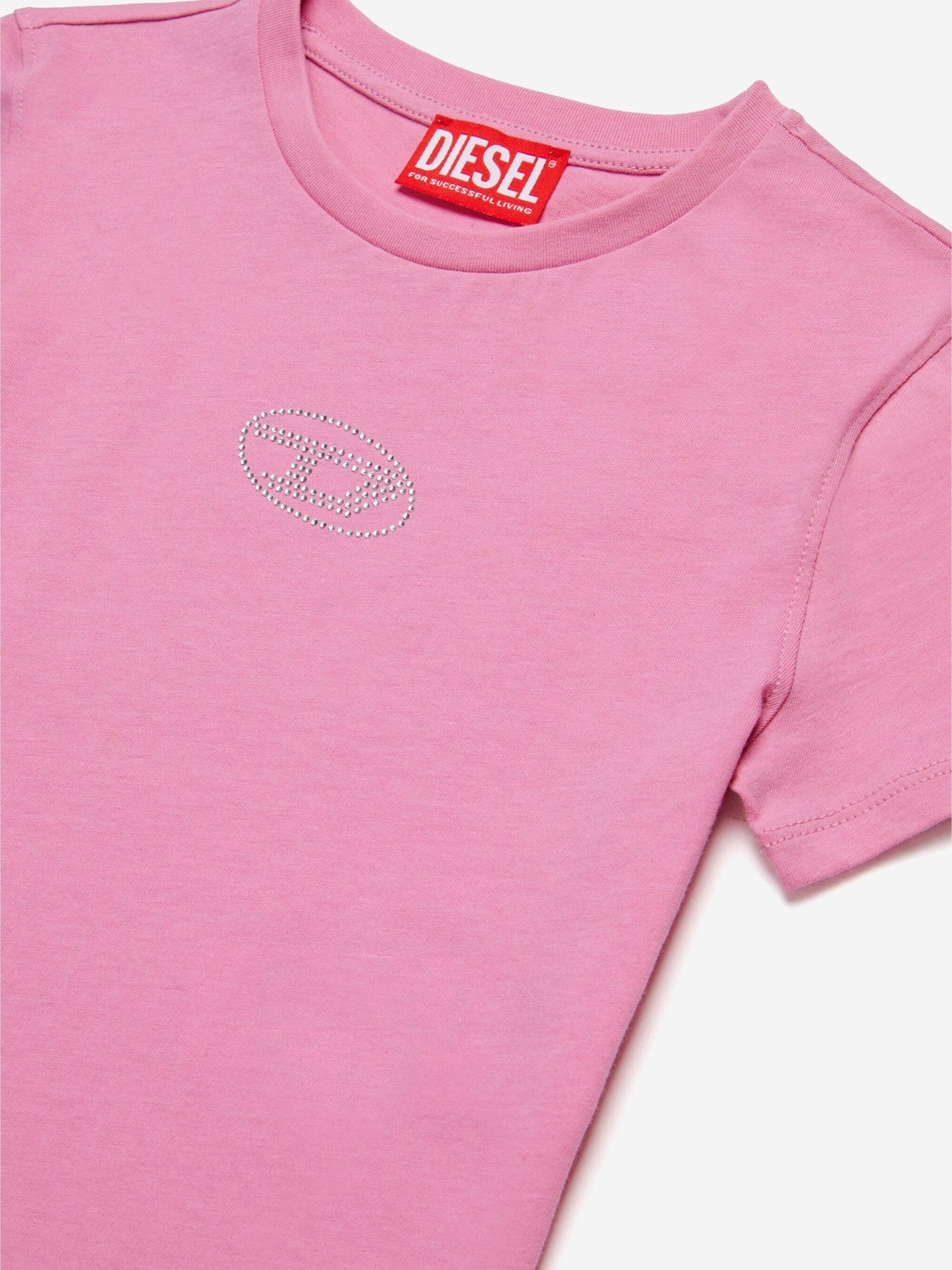 Diesel 女童粉色椭圆形 D 标志 T 恤