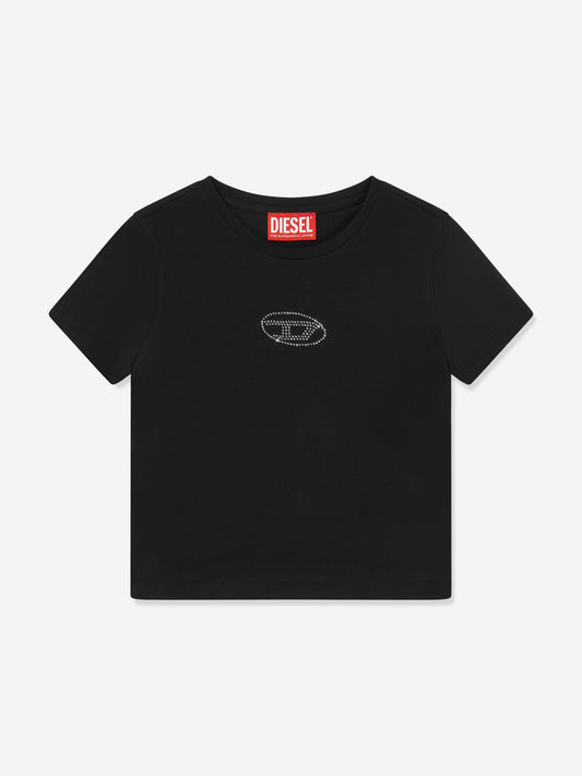 Diesel Girls 椭圆形 D 标志 T 恤(黑色)