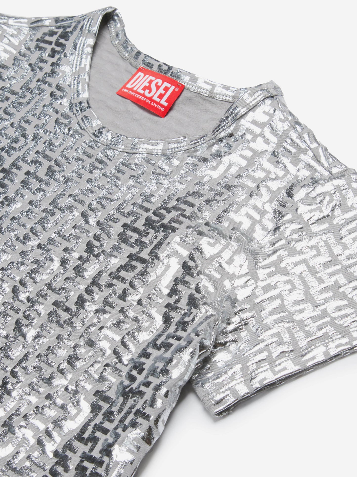 Diesel Girls 银色品牌 T 恤