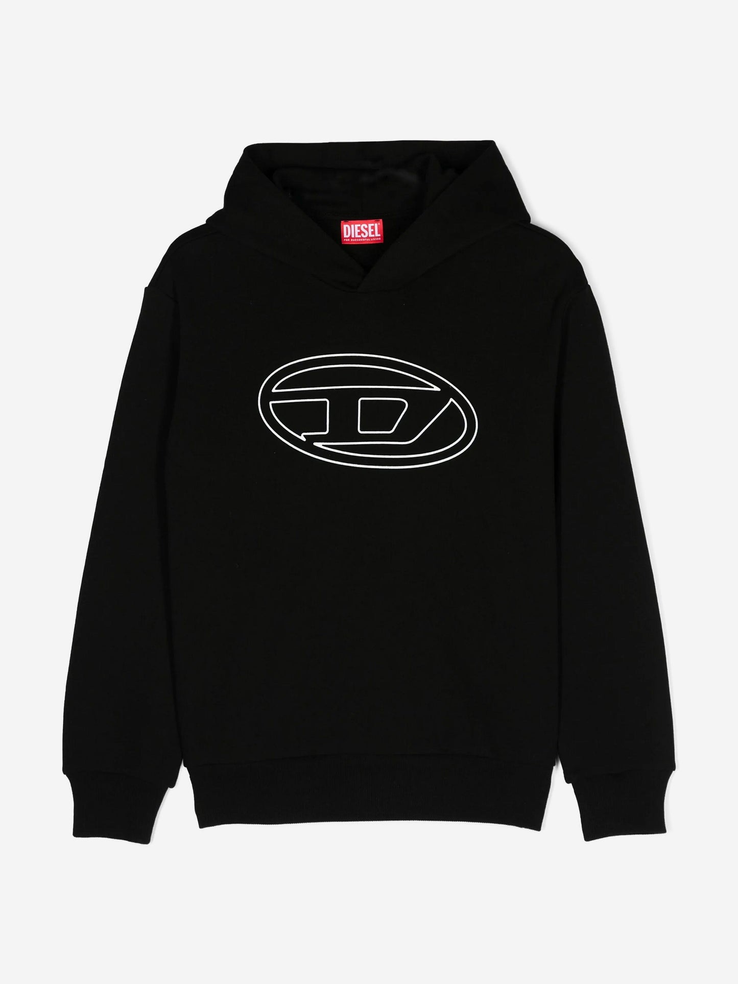 Diesel Kids 椭圆形 D 标志连帽衫(黑色)