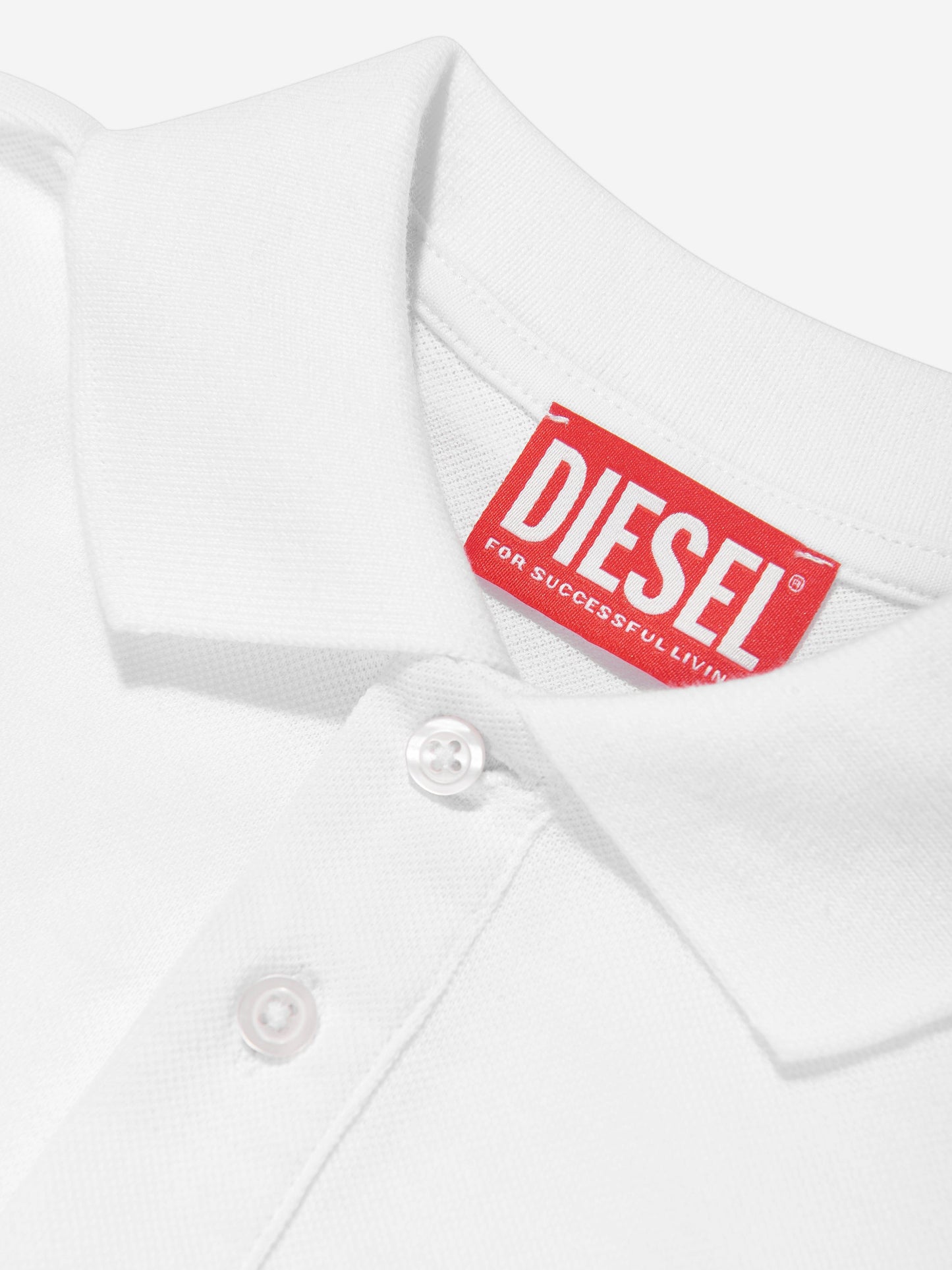 Diesel Boys 白色椭圆形 D Polo 衫