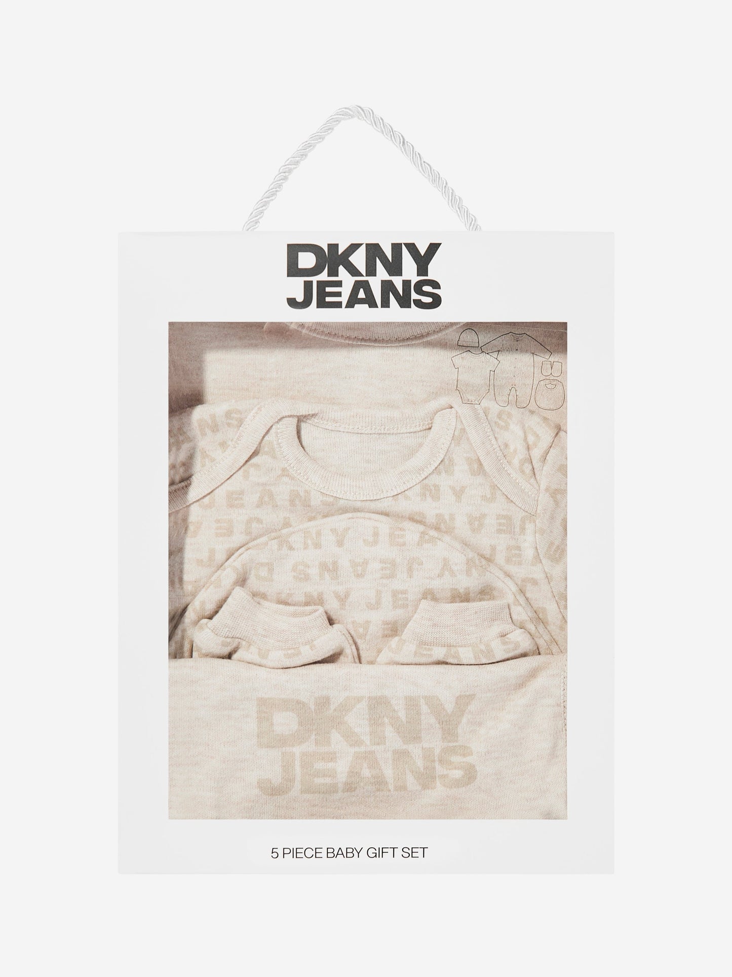 DKNY Baby Boys 5 Piece Babygrow Set in Beige