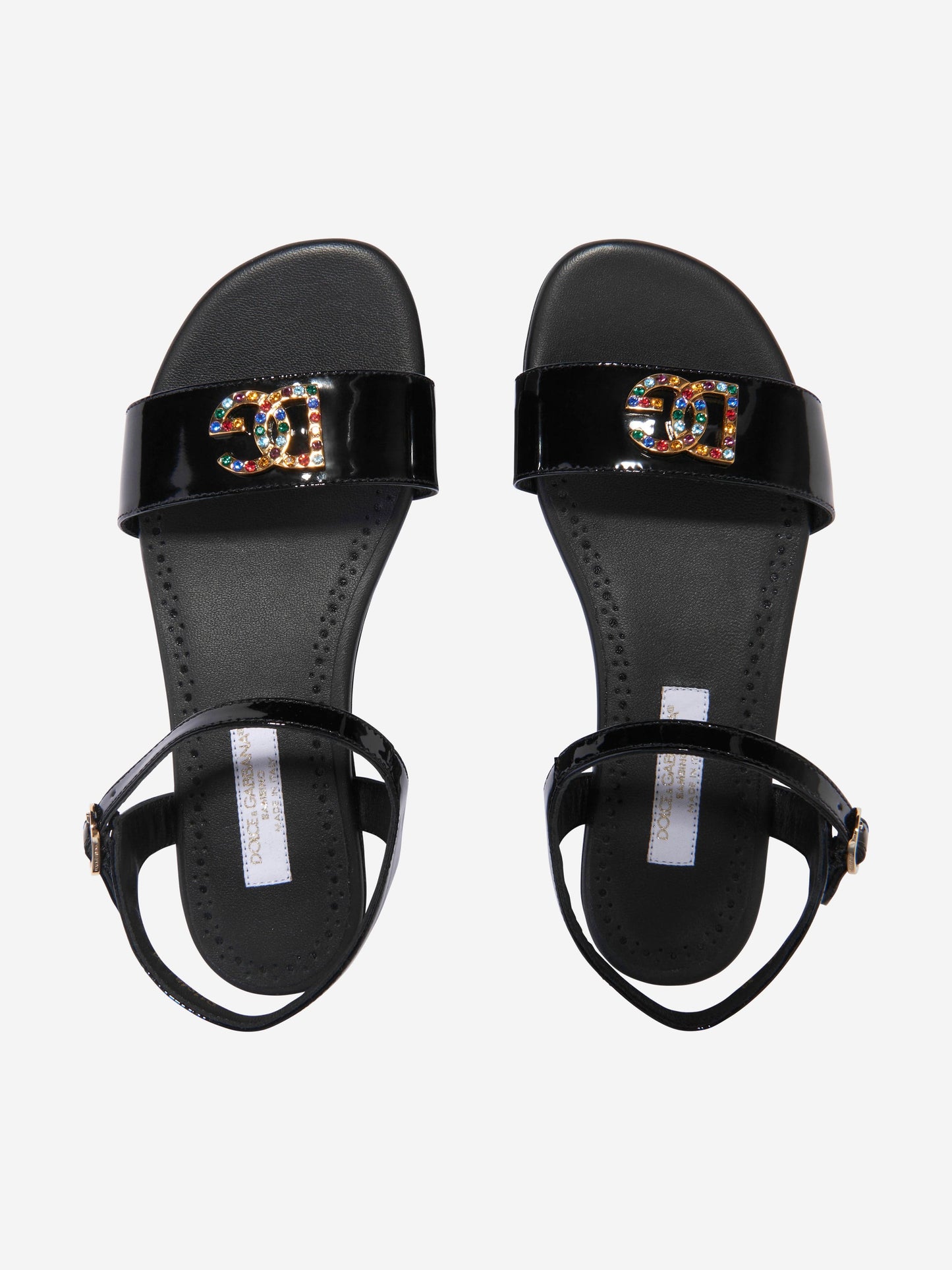 Dolce & Gabbana 女童黑色皮革徽标凉鞋