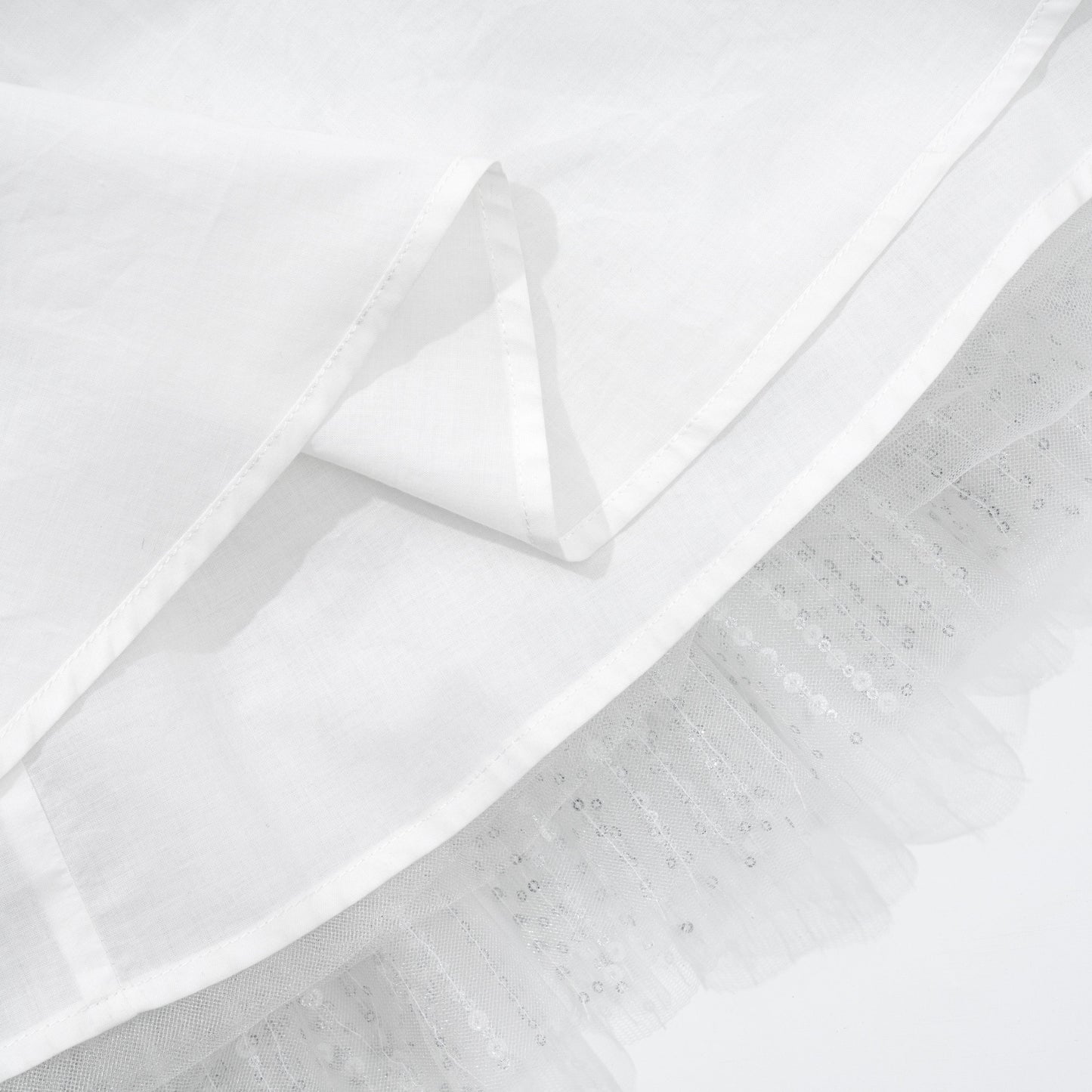 女童白色珠绣半身蛋糕裙