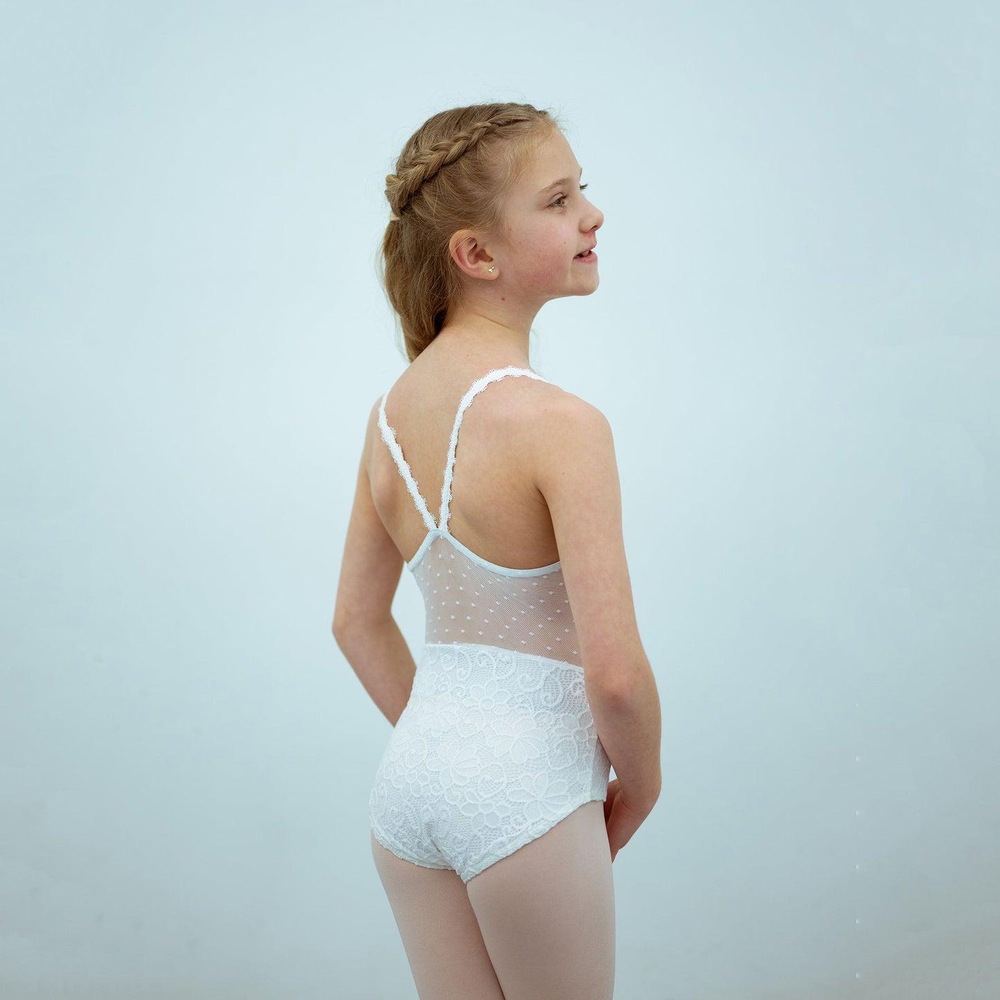 女童白色芭蕾舞连体衣(1724/White)