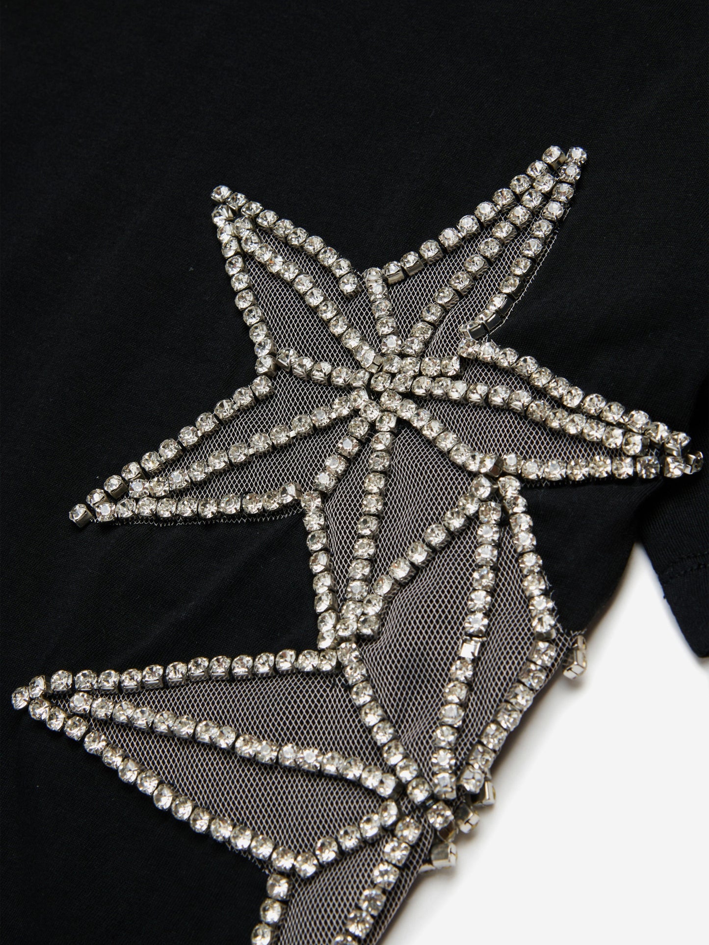 Girls Crystal Stars T-Shirt in Black