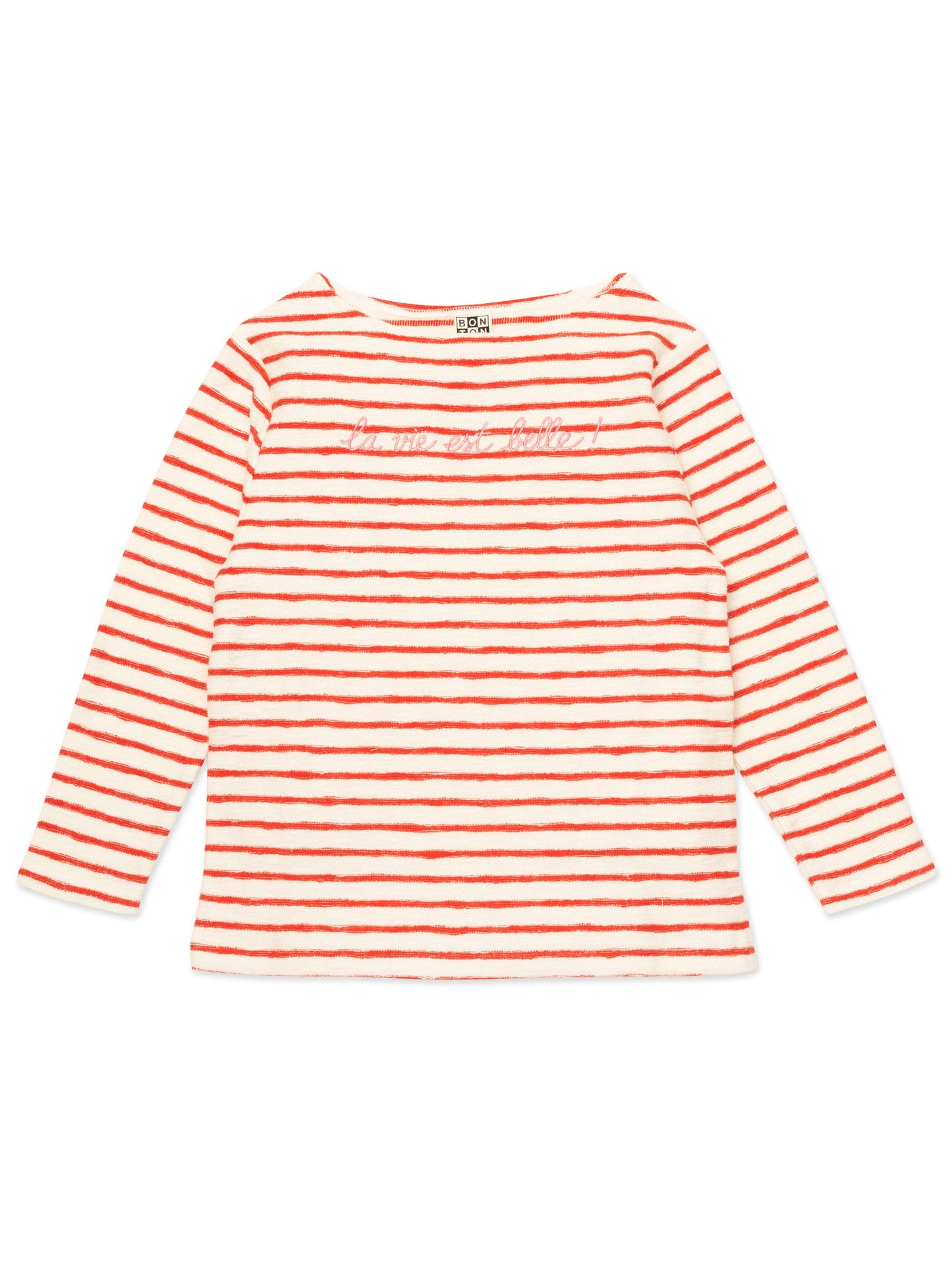 Girls Red Stripe Cotton T-Shirt
