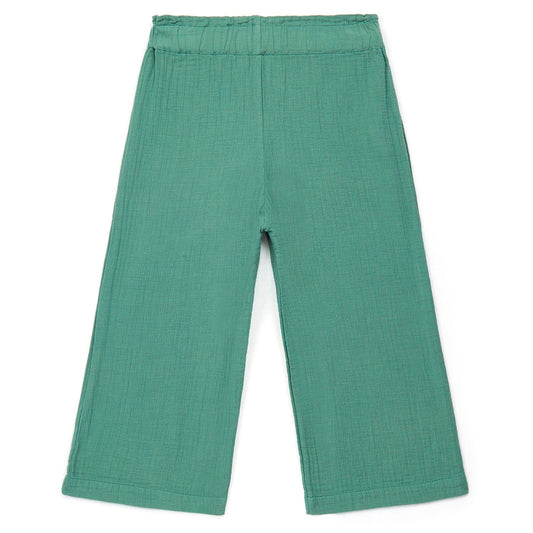 女童绿色棉长裤