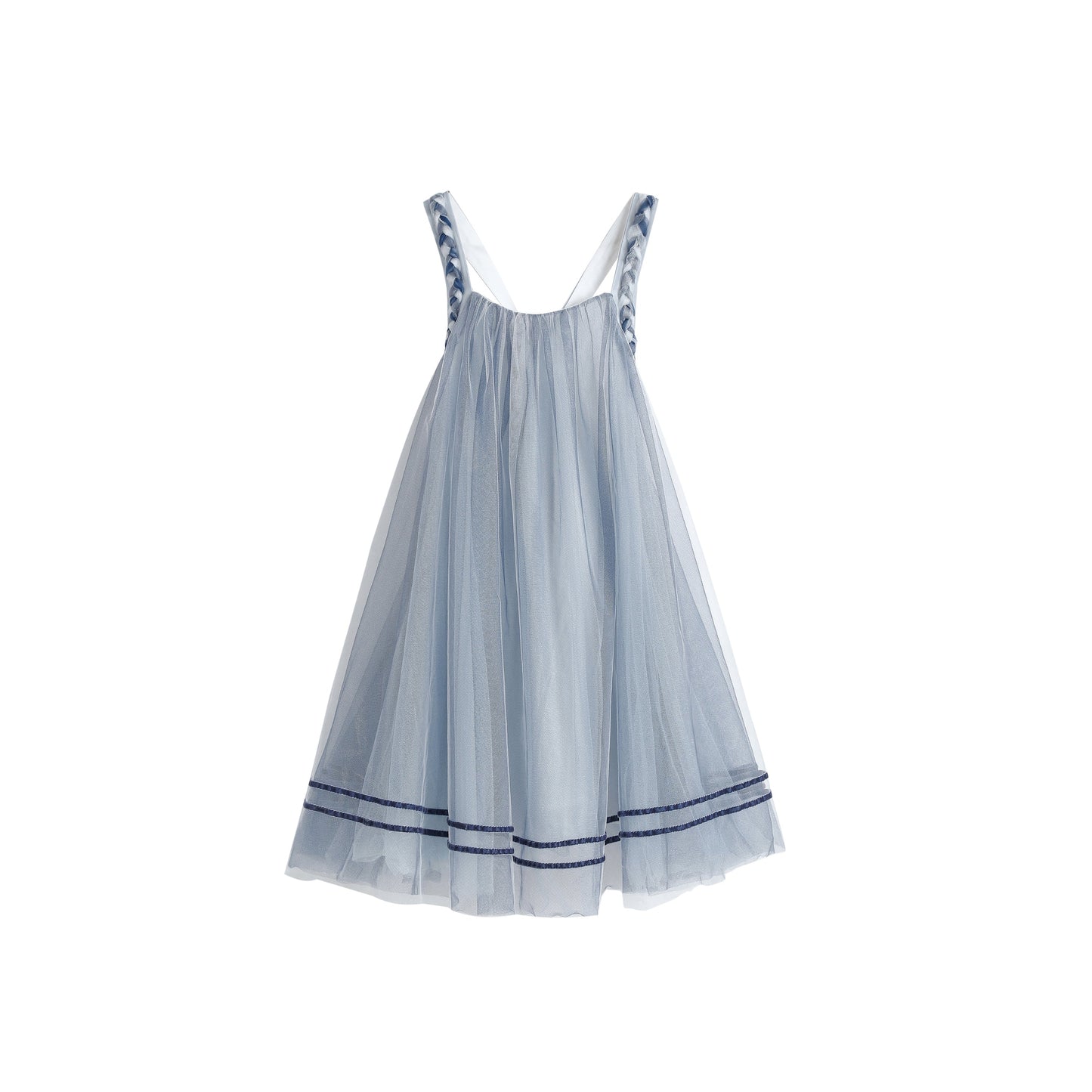 女童海蓝色编织吊带娃娃裙