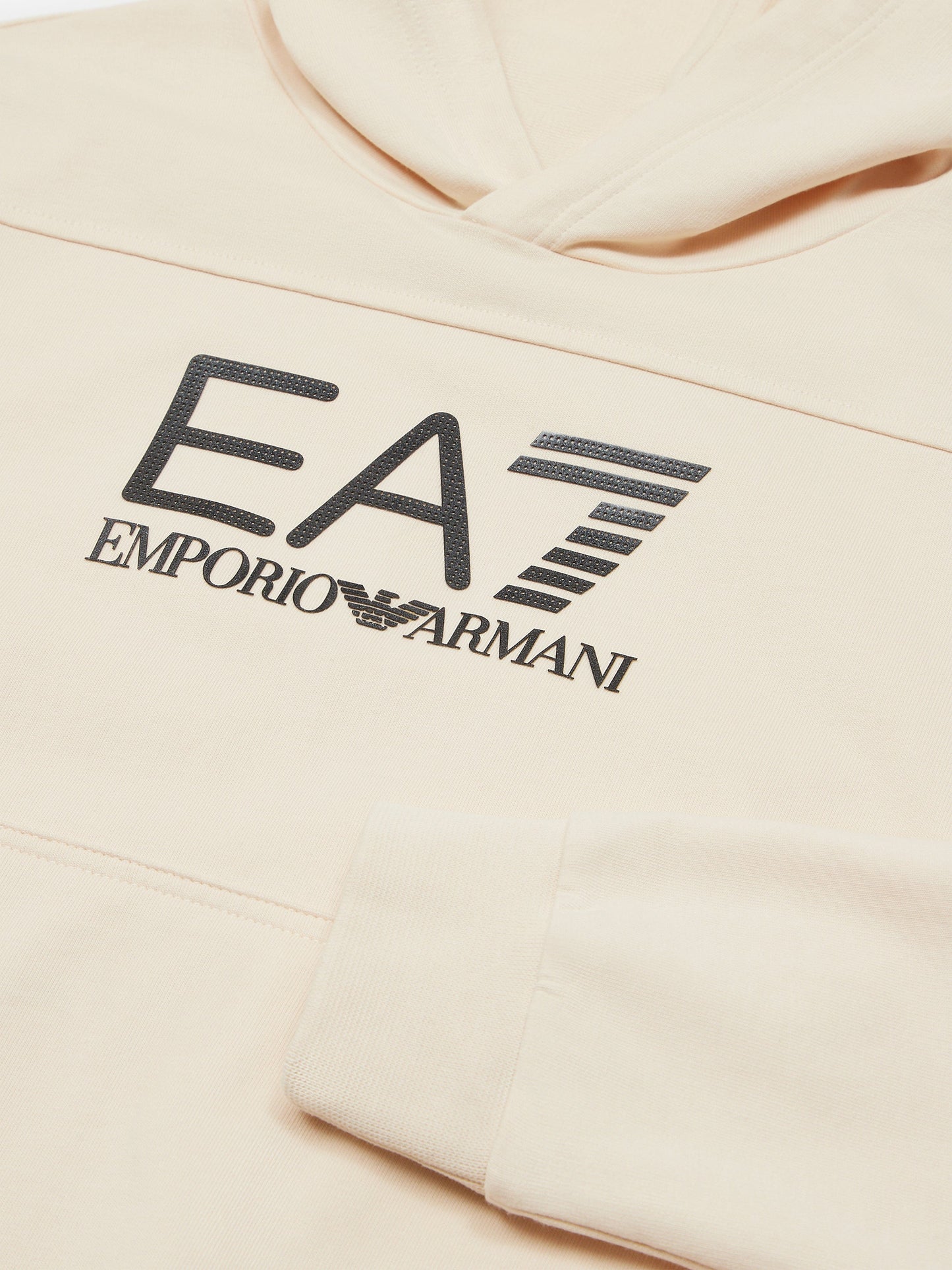 EA7 Emporio Armani 男童徽标连帽衫(米色)