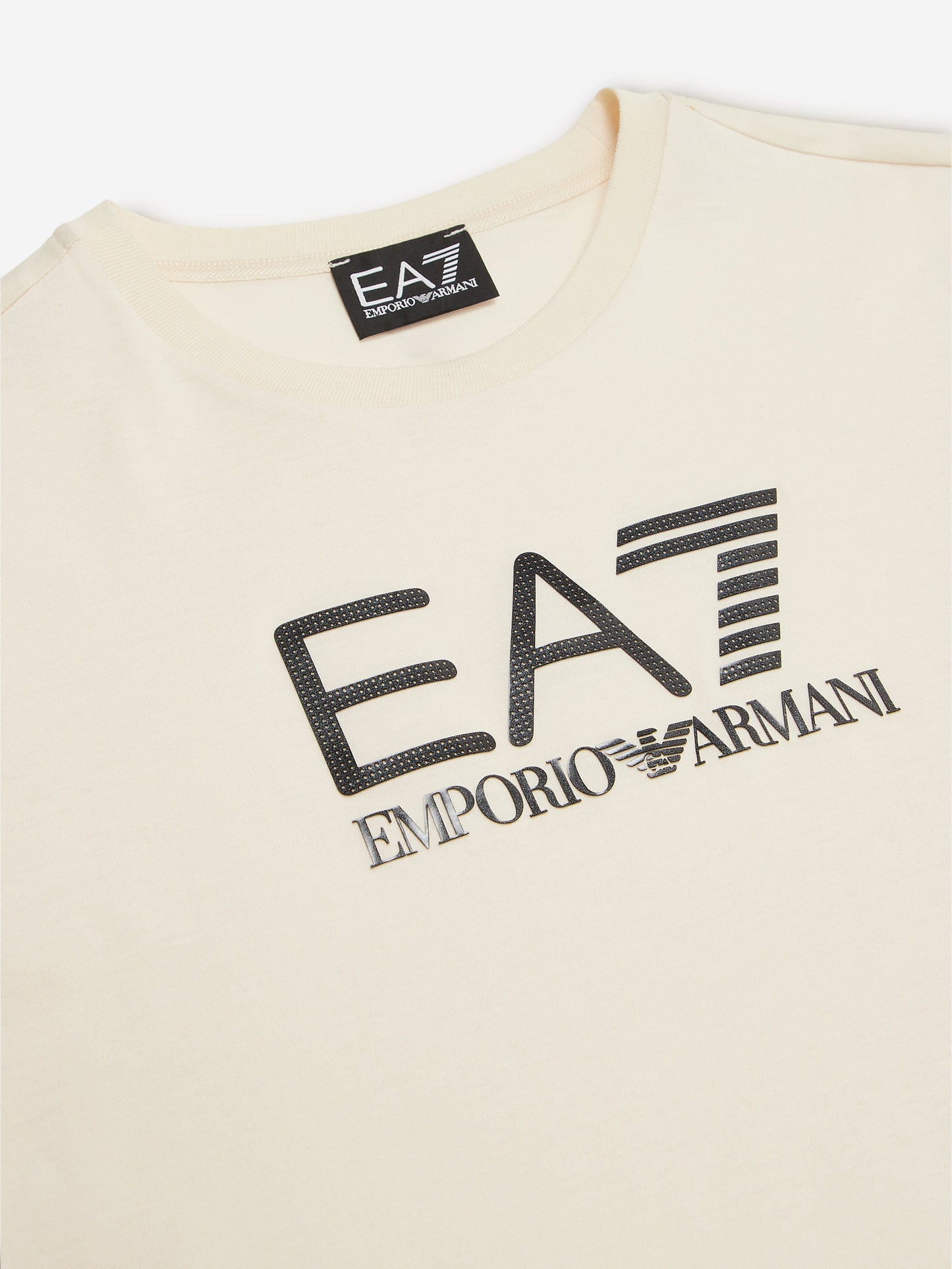EA7 Emporio Armani 男童徽标 T 恤(米色)