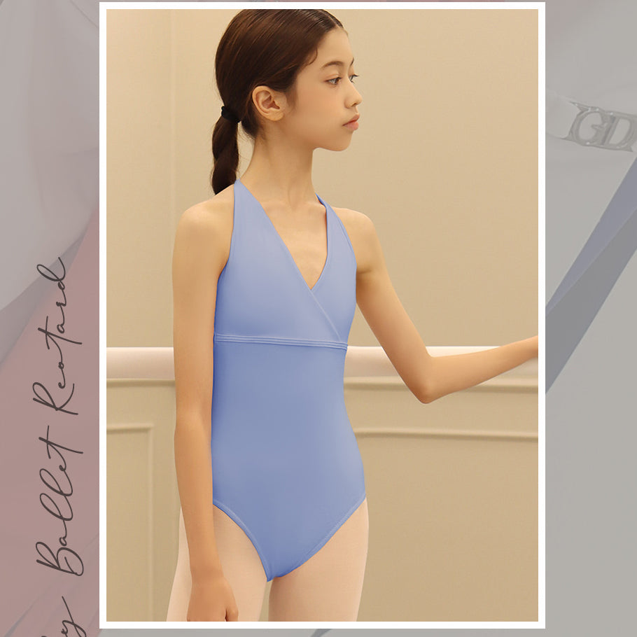 女童浅蓝色芭蕾舞连体衣(AVA GD Halterneck Leotard_Tactel/light blue)