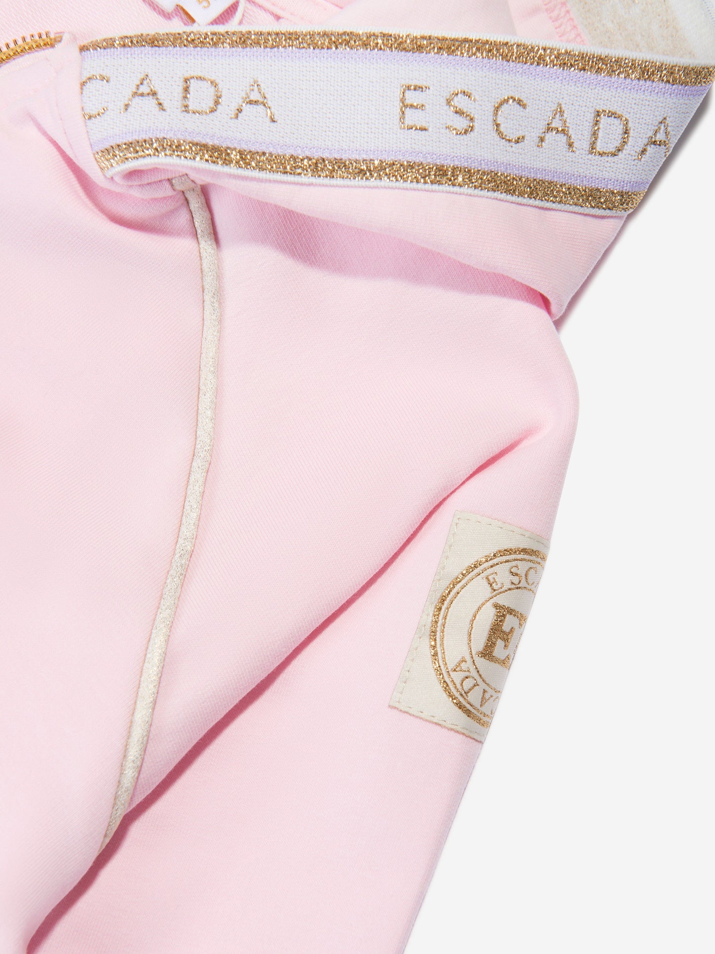Escada 女童粉色徽标拉链上衣