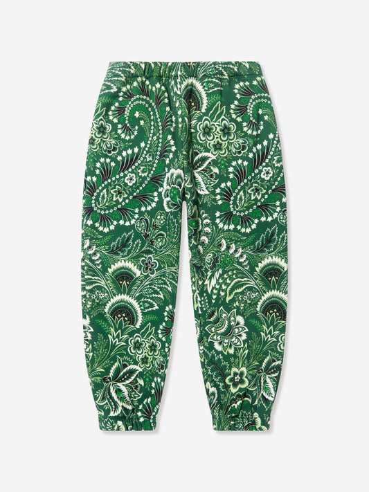 Etro Boys 绿色花卉佩斯利慢跑裤