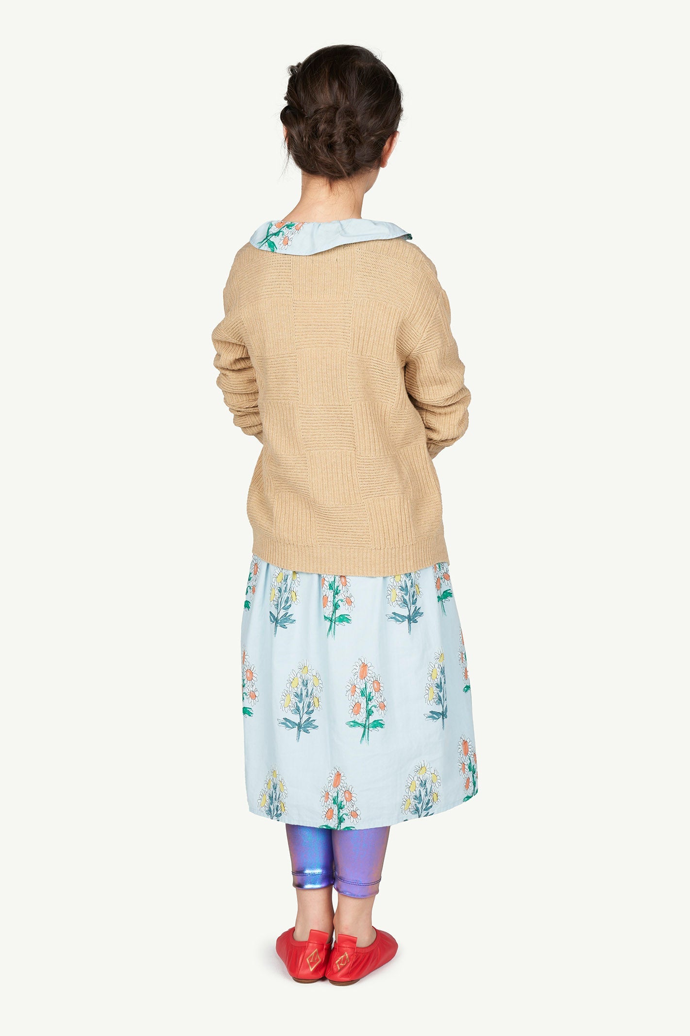 女童浅蓝色花朵印花棉连衣裙