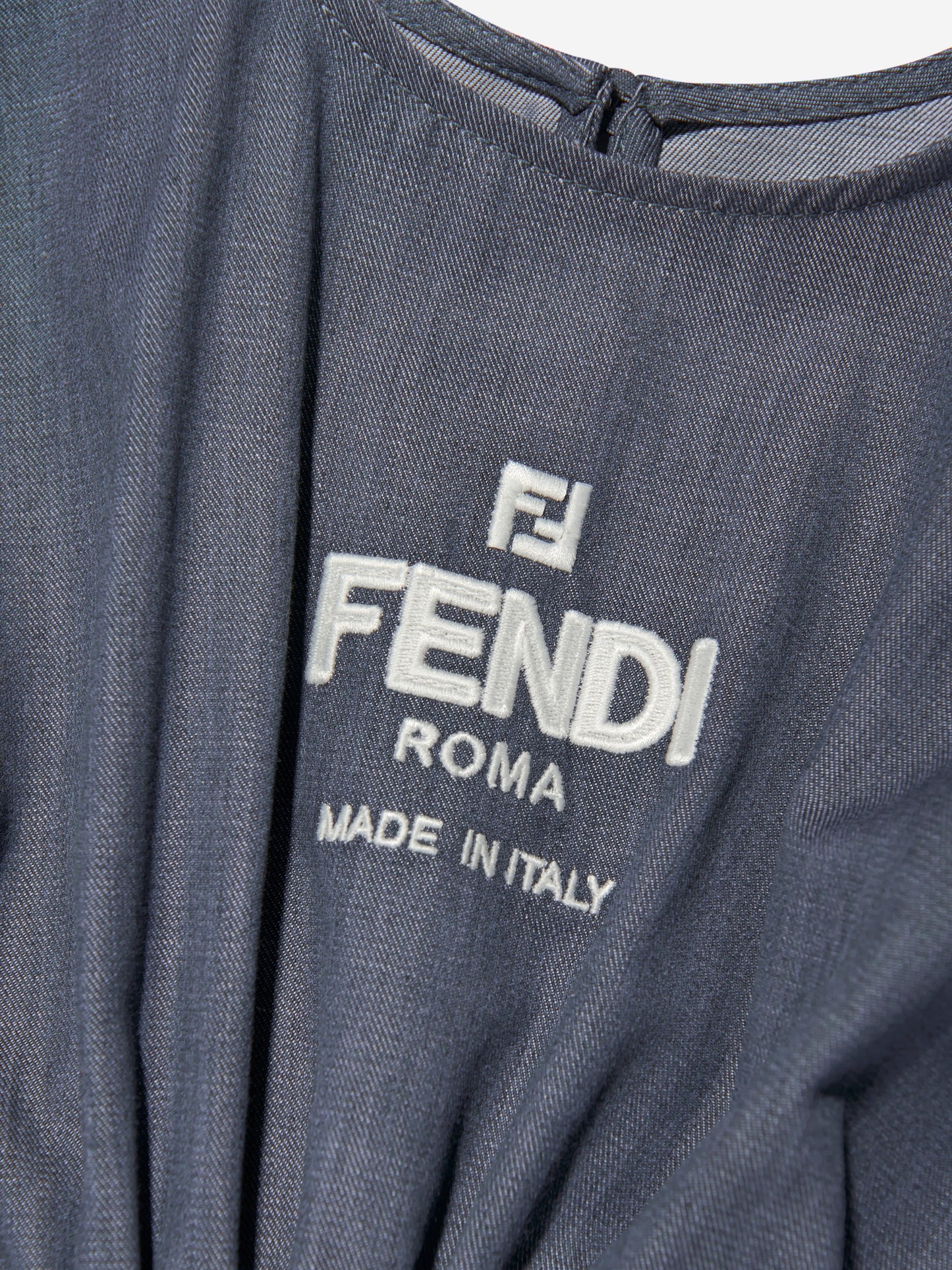 女童蓝色 Chambray FF Logo 连衣裙