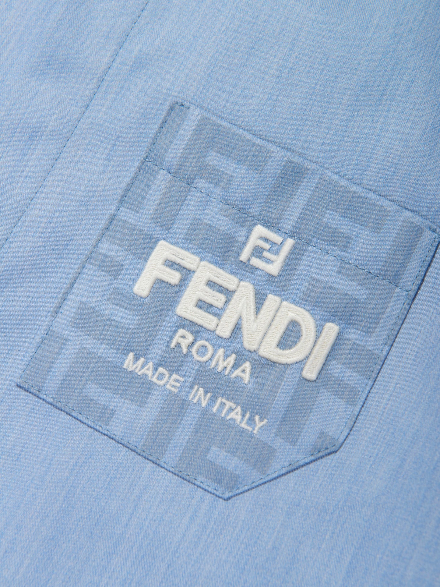 男童蓝色 Chambray FF Logo 衬衫