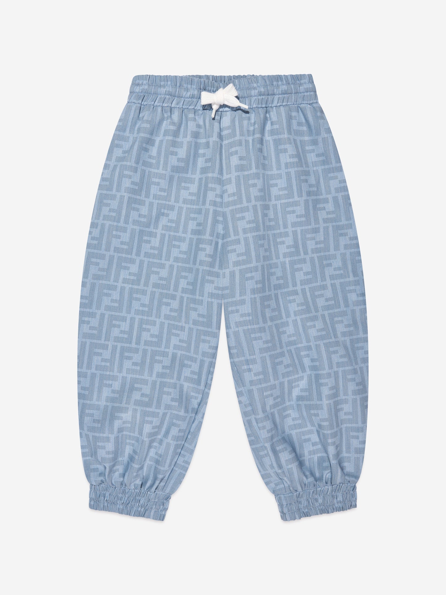 男童蓝色 Chambray FF Logo 慢跑裤