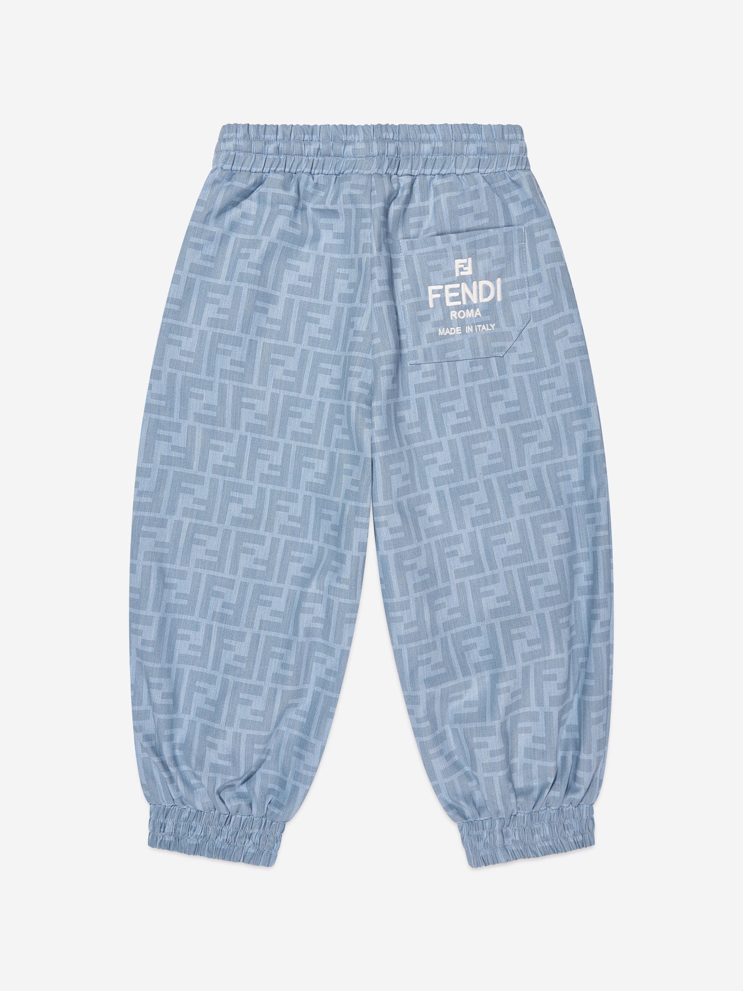 男童蓝色 Chambray FF Logo 慢跑裤