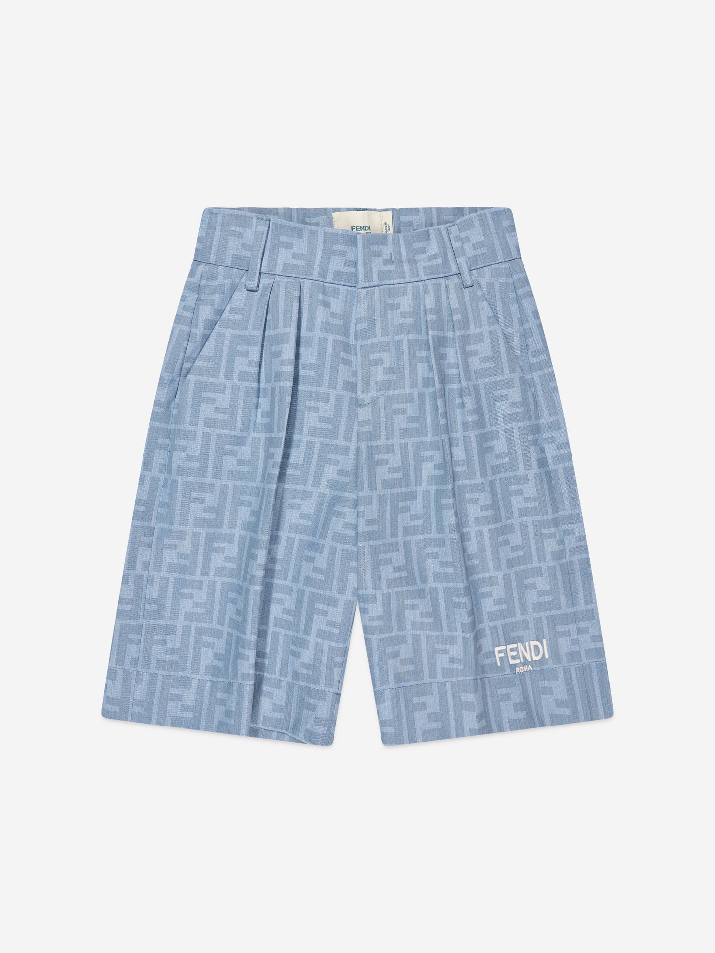 男童蓝色 Chambray FF Logo 短裤