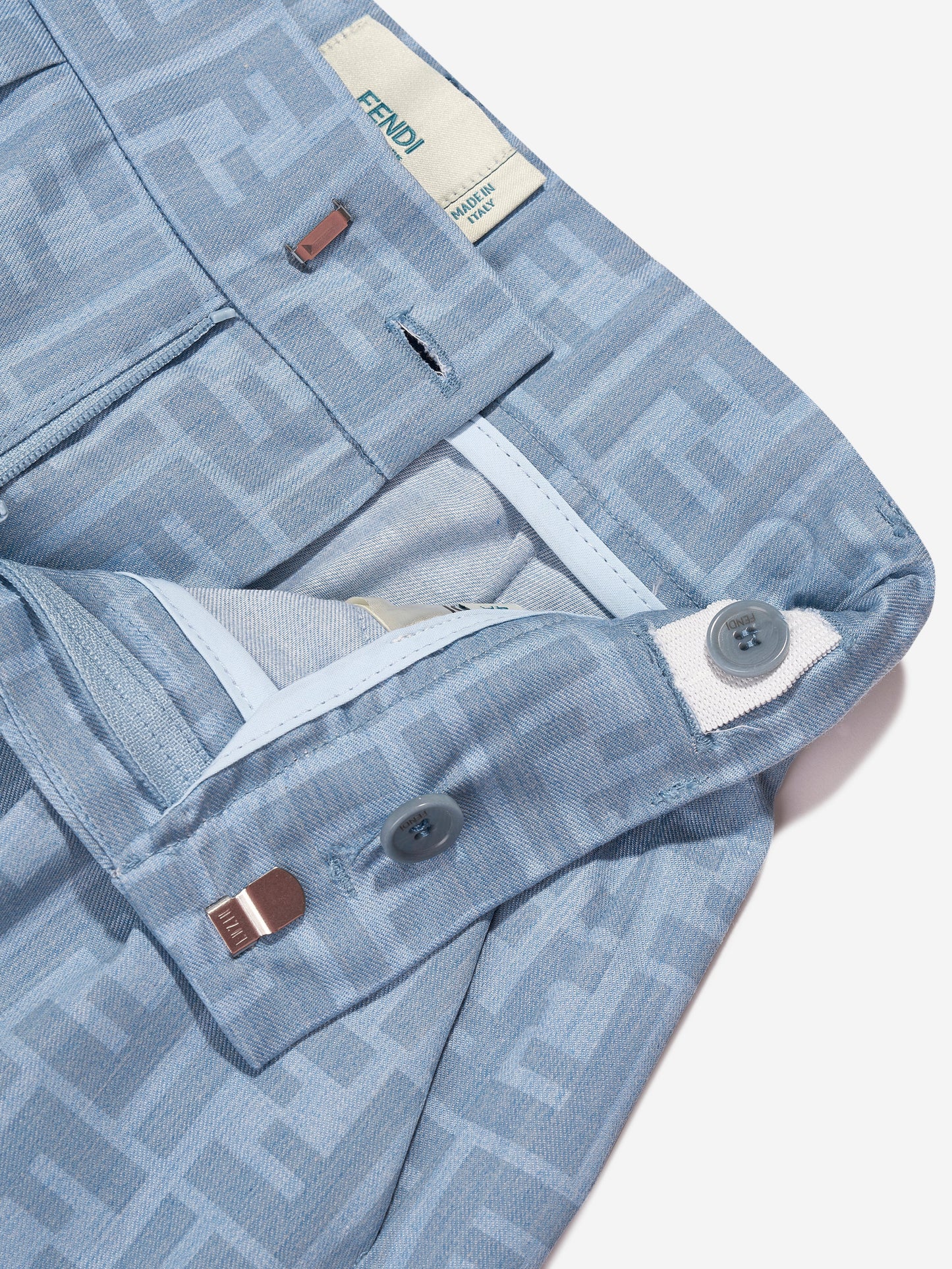 男童蓝色 Chambray FF Logo 短裤