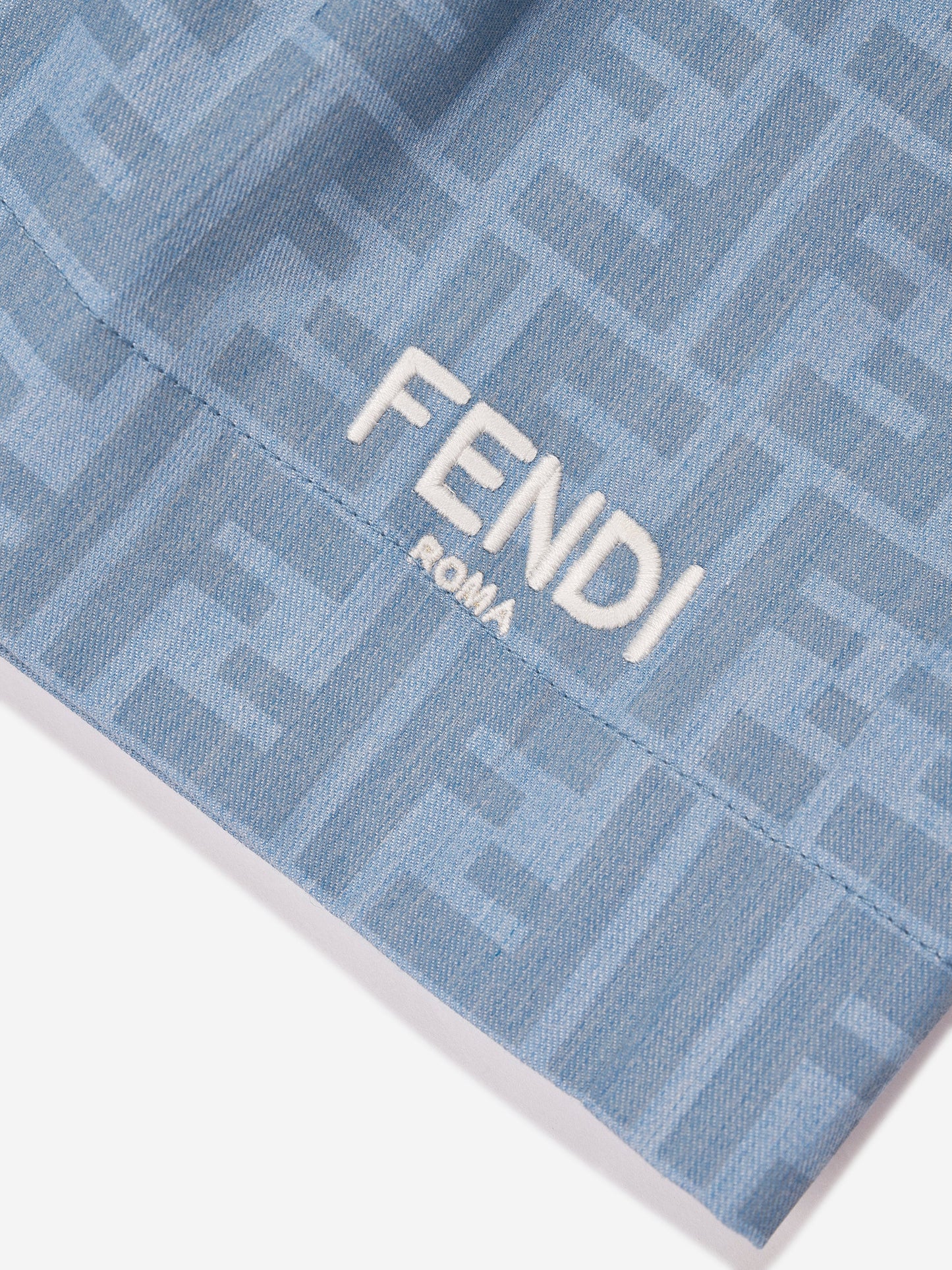 男童蓝色 Chambray FF Logo 短裤