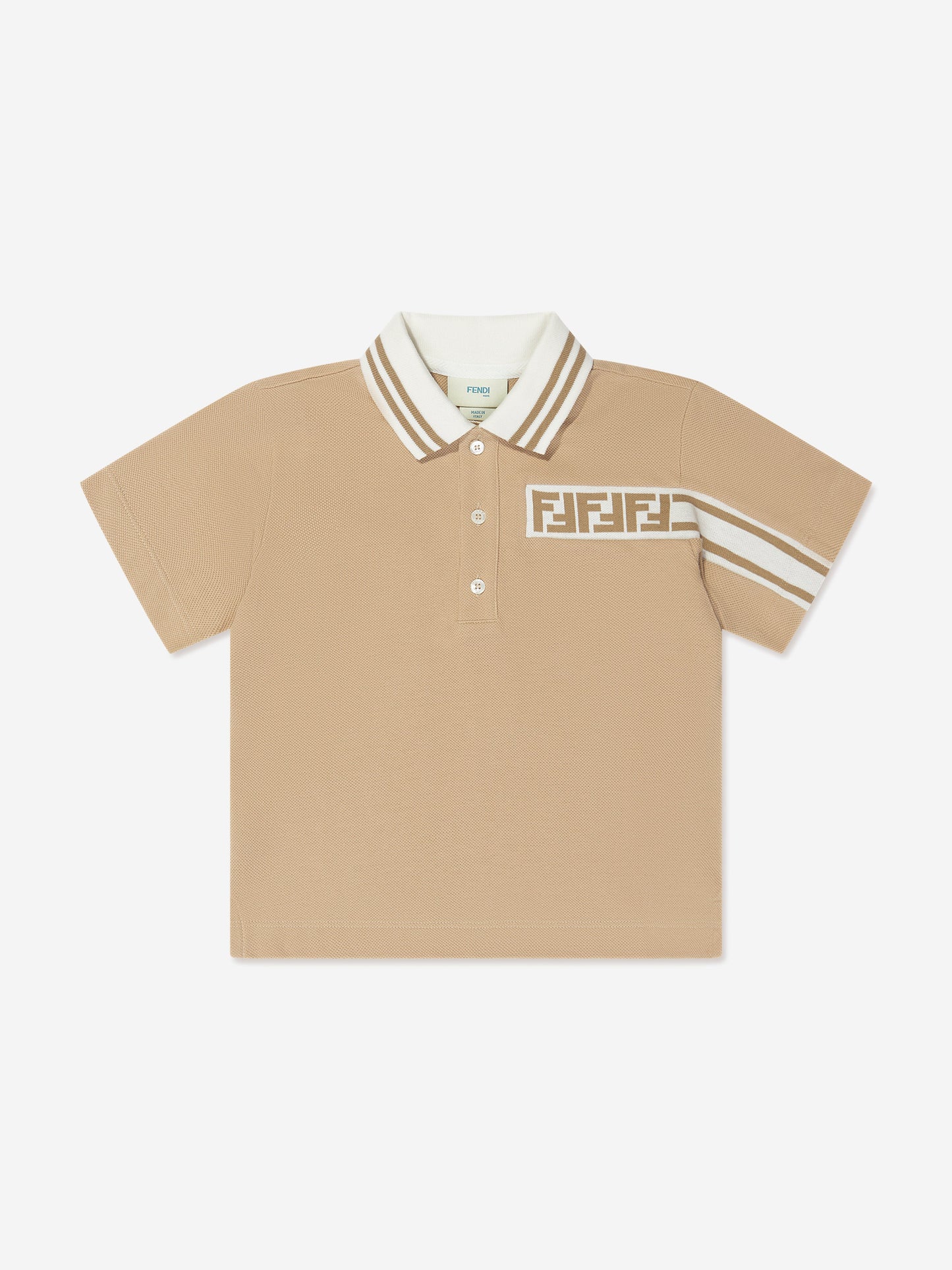 男童米色 FF 徽标 Polo 衫