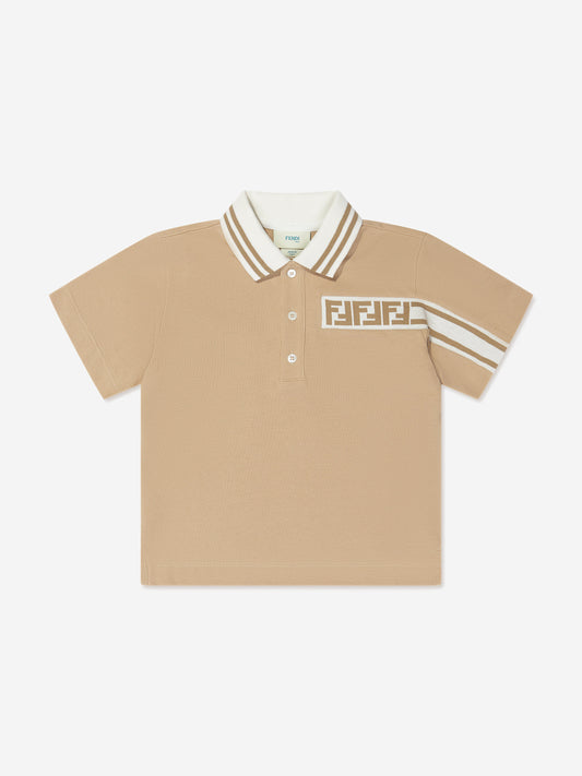 男童米色 FF 徽标 Polo 衫