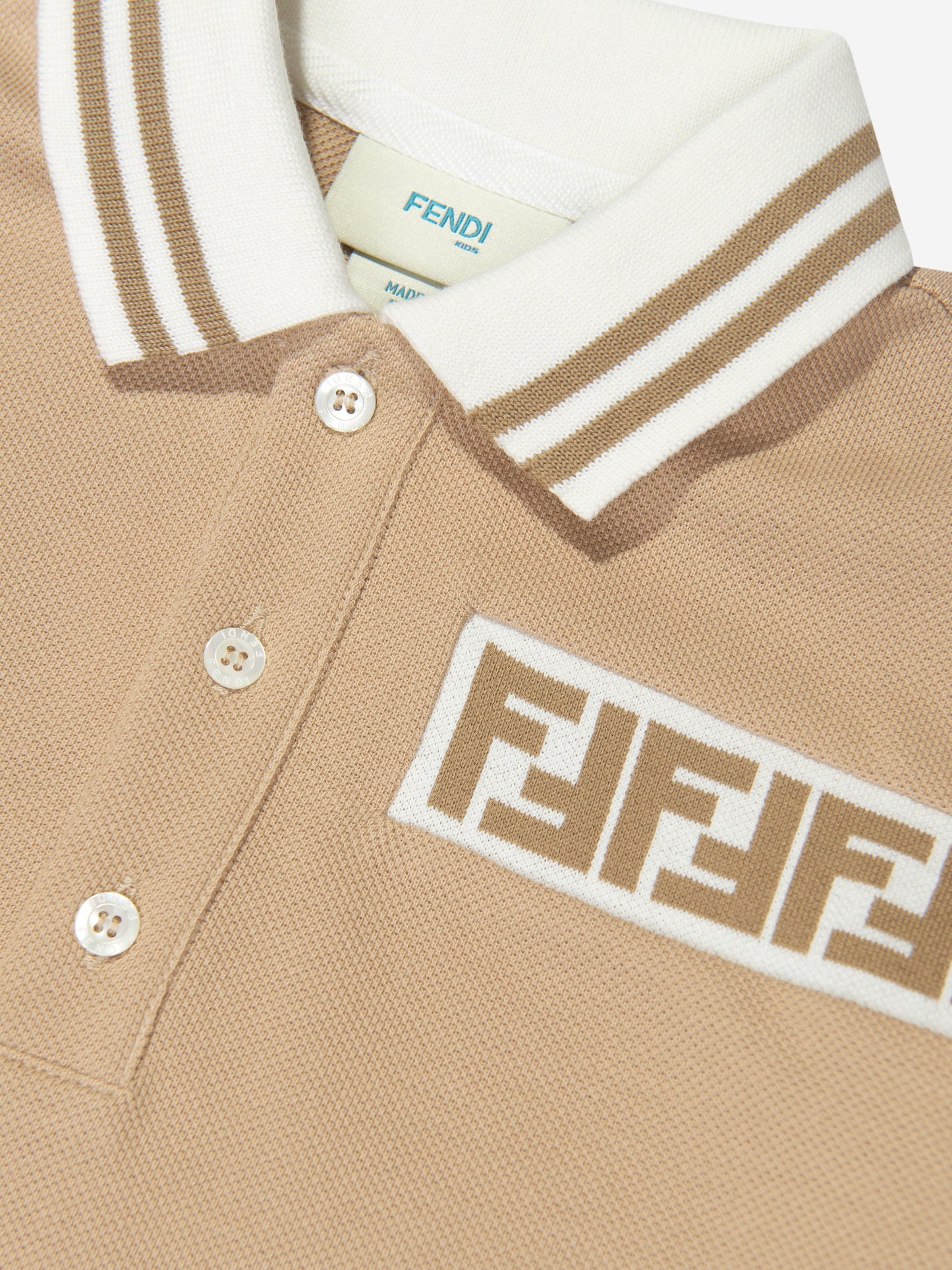 男童米色 FF 徽标 Polo 衫