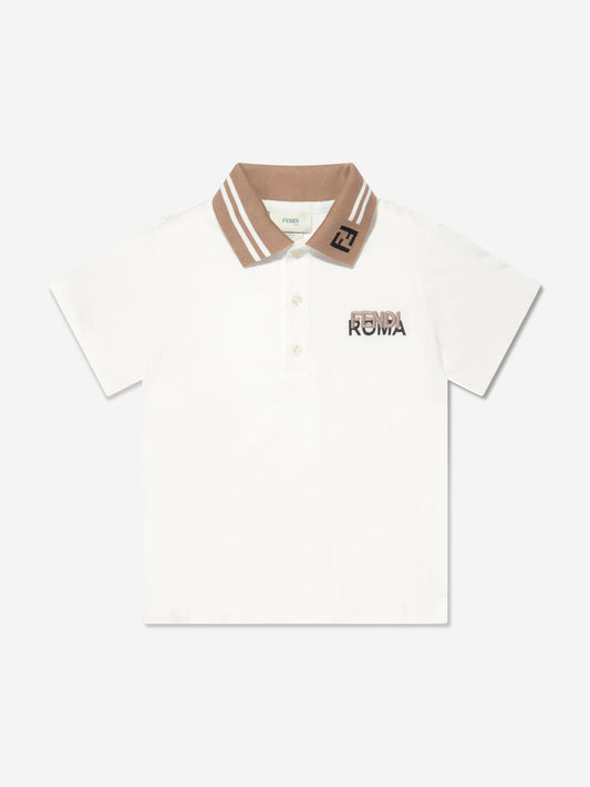 男童白色徽标 Polo 衫