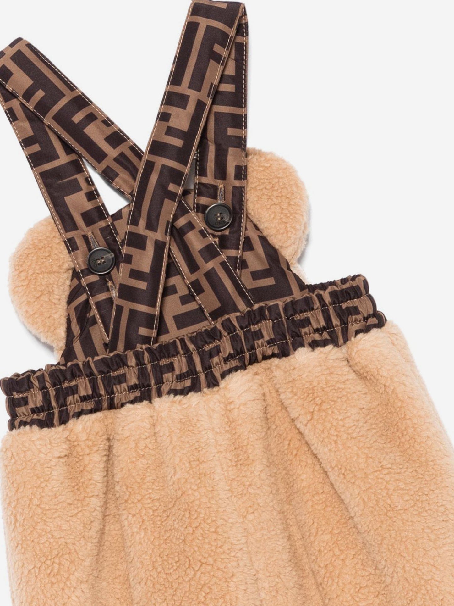 Fendi Baby Teddy Fleece Dungarees in Beige