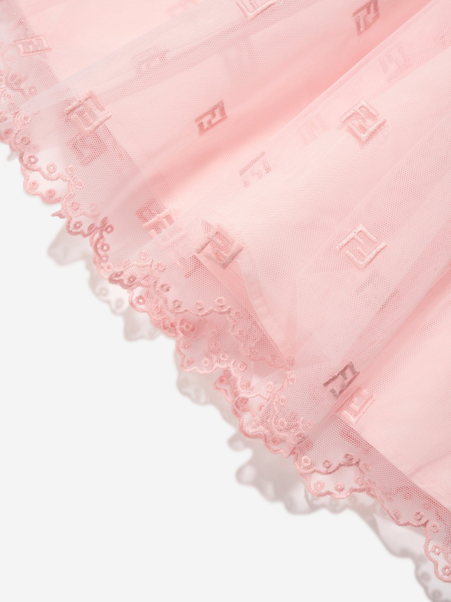 女童粉色刺绣薄纱裙