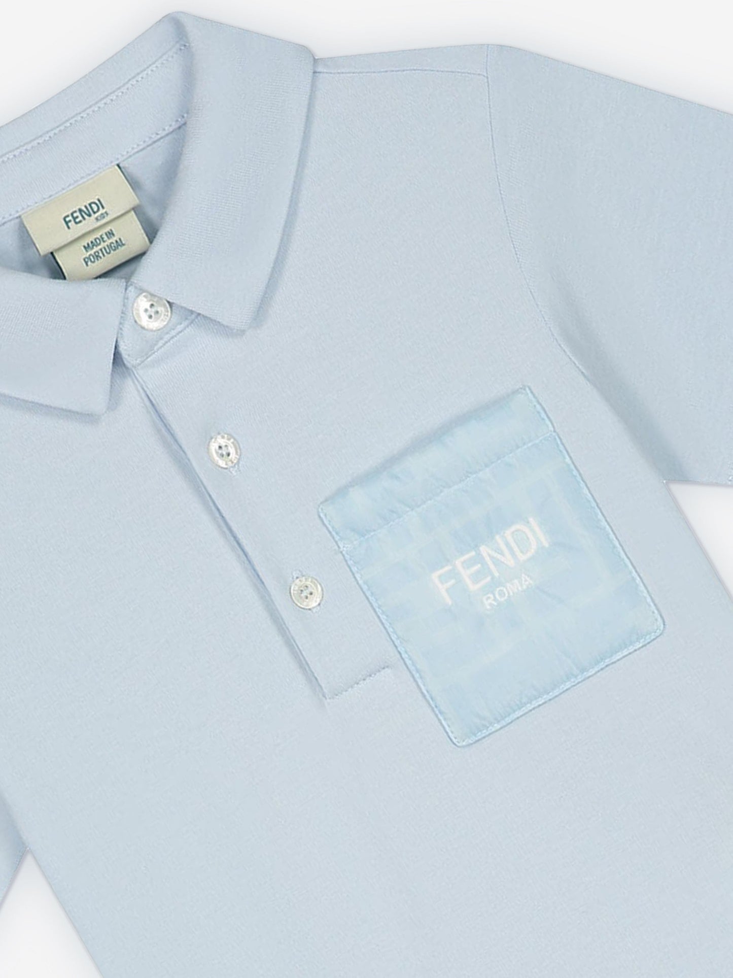 Fendi 男婴蓝色徽标 Polo 衫