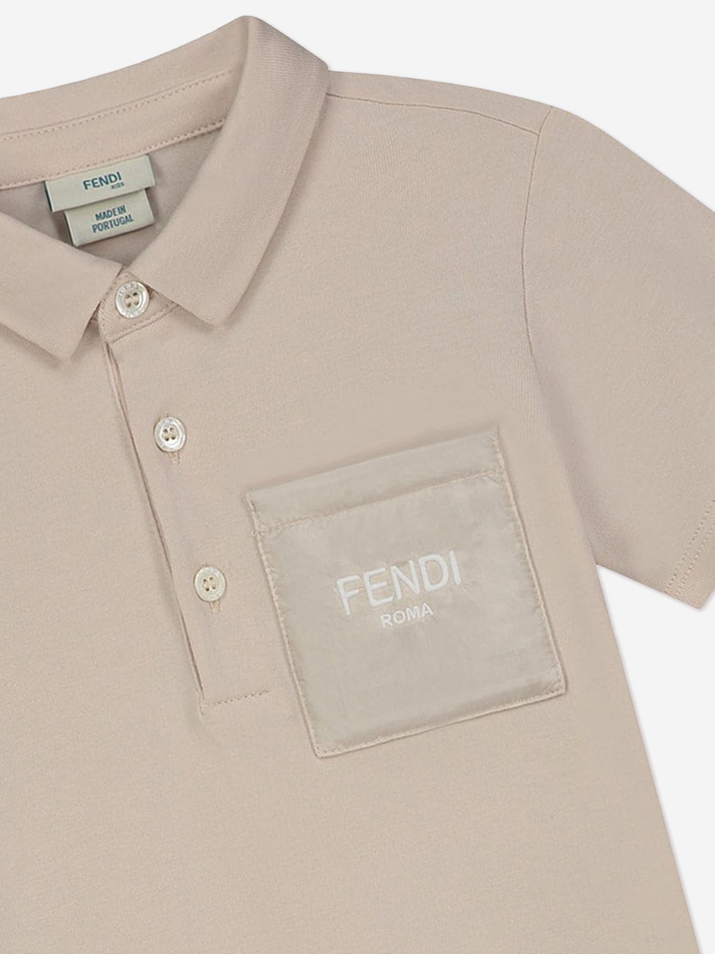 Fendi 男婴米色徽标 Polo 衫